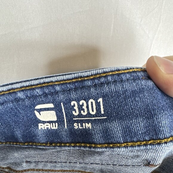 G-Star RAW 3301 Slim Jeans Men’s 32x32 Medium Wash Stretch Denim - Picture 7 of 9